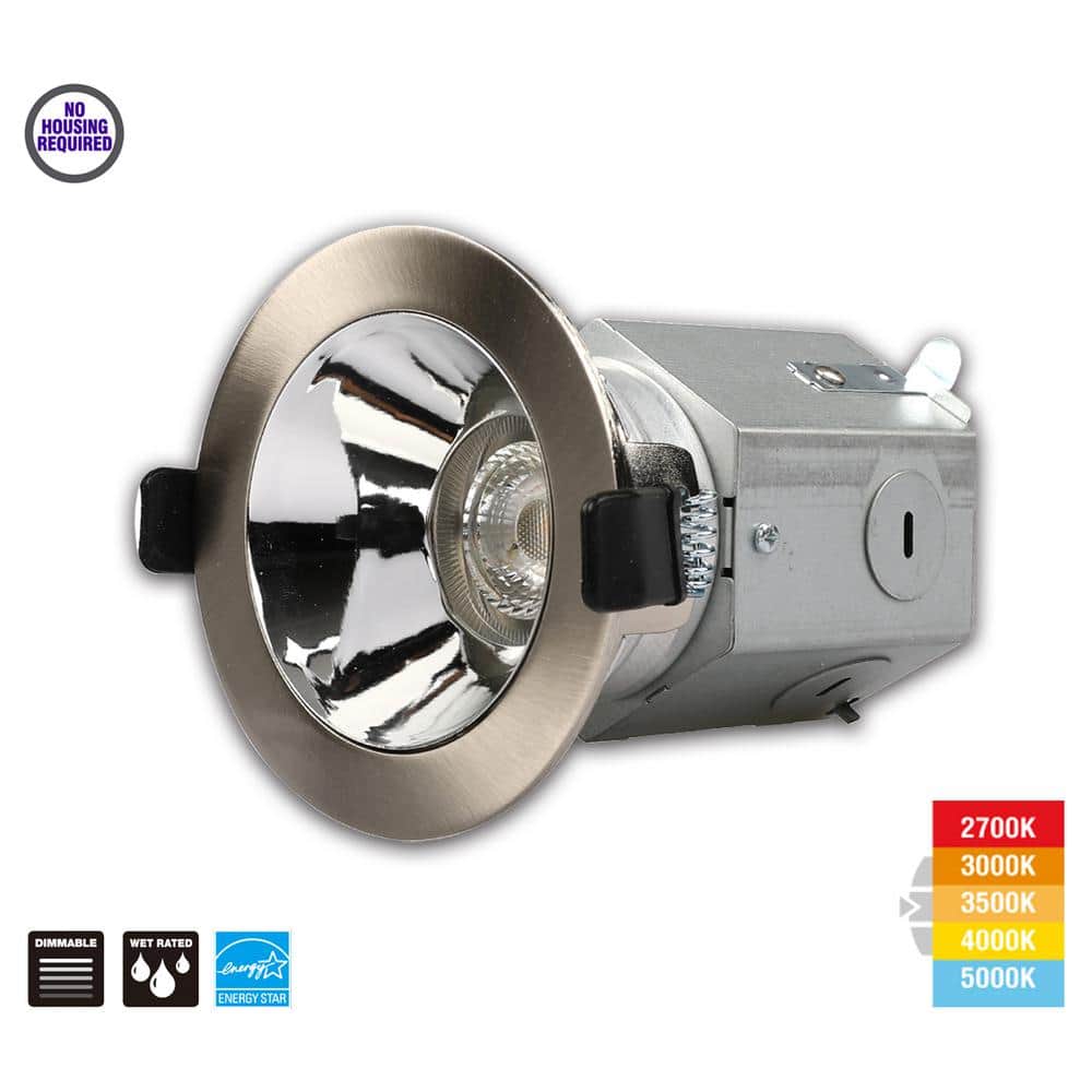 3in. Integrated LED Canless Recessed Light with Brushed Nickel Trim and Sil
