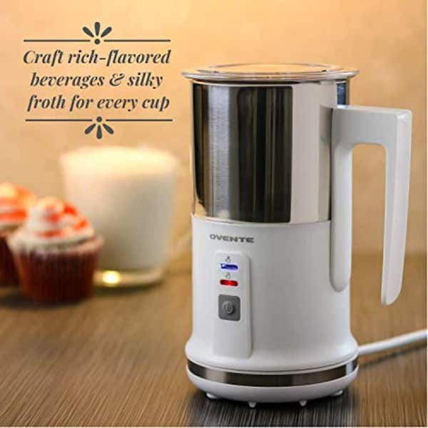 Ovente Electric Handheld Milk Frother with Premium Stainless Steel Material  Fast Frothing with 2 AA Batteries Operated, Portable and Easy to Store,  Perfect for Coffee, Brushed (FRS1020B)
