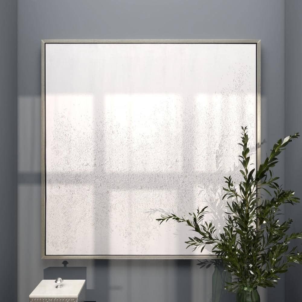 Large White and Silver Abstract Canvas Wall Art