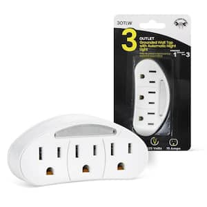 15 Amp 3-Outlet Grounded AC/DC Adapter Wall Tap with Light, White