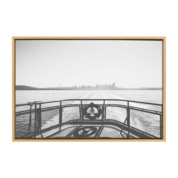 DesignOvation Sylvie "Morning Ferry" by Patricia Hasz of Patricia Rae Photography 33 in. x 23 in. Nautical Framed Canvas Wall Art