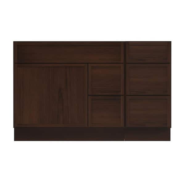 51 in. W x 21 in. D x 32.5 in. H Bath Vanity Cabinet without Top in Brown (Unassembled)