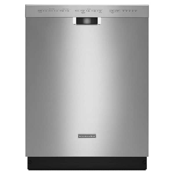KitchenAid 24 in. Front Control Built-in Tall Tub Dishwasher in Stainless Steel with Stainless Steel Tub and ProWash Cycle
