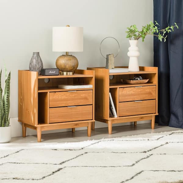 Mid-Century Modern Nightstand Bedside Table Wooden 2 hotsell Drawers (Set of 2)