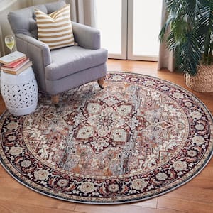 Herat Red/Ivory 7 ft. x 7 ft. Border Medallion Floral Round Area Rug