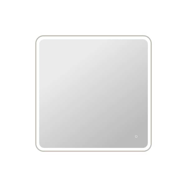 42 in. W x 42 in. H Rectangle Framed LED Wall Mirror in Silver