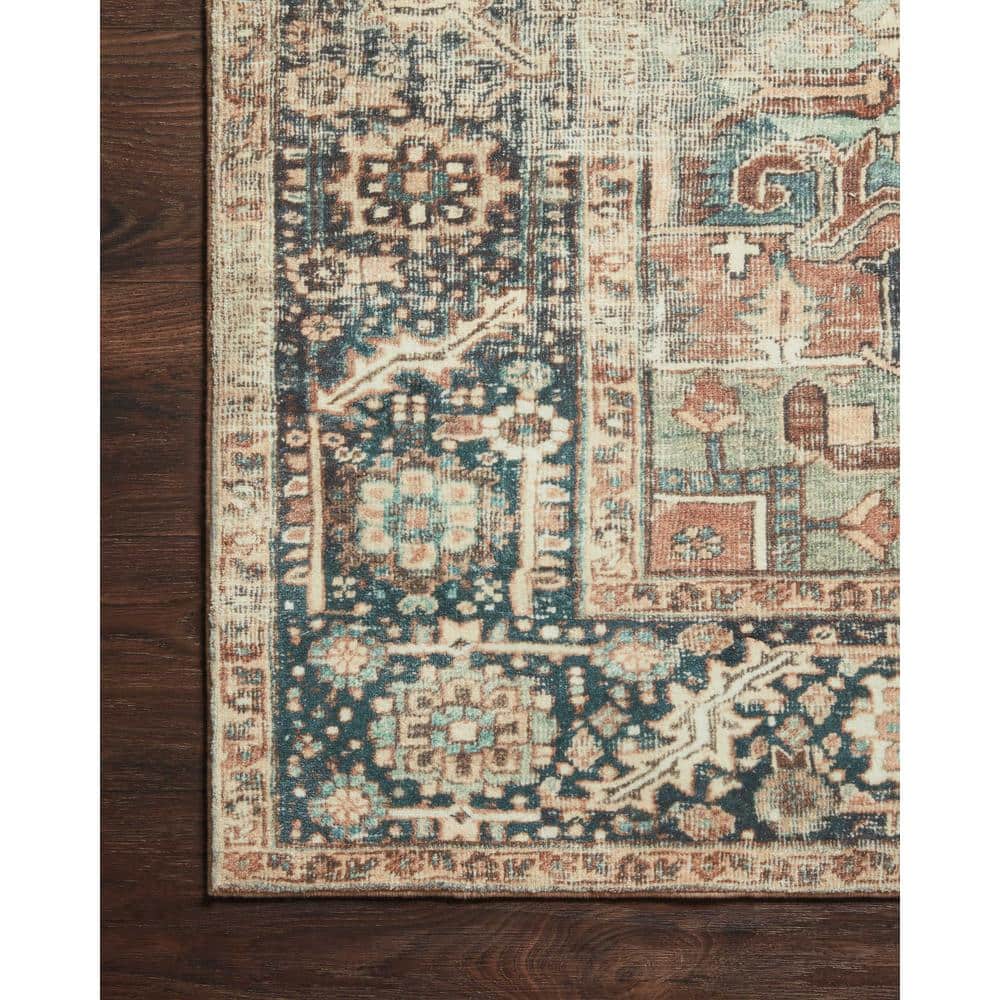 Elysian Blue Oriental 8' x 10' Easy-Care Synthetic Area Rug