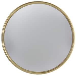 15 in. W x 15 in. H Gold Round Mirror with Iron Frame Wall Mounted and Tabletop for Living Room, Bedroom, Hallway