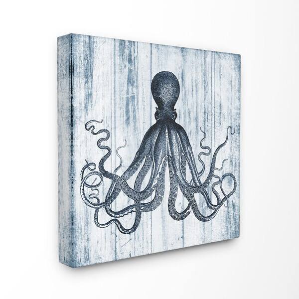 The Stupell Home Decor Collection 30 In X Blue Distressed Octopus Ocean Animal Ilration By Piddix Printed Canvas Wall Art Cwp 297 Cn 30x30 - Octopus Home Decor