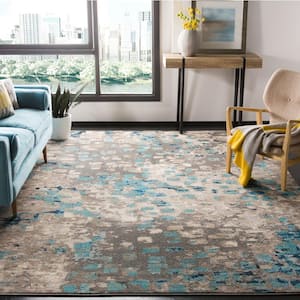 Monaco Gray/Light Blue 9 ft. x 12 ft. Geometric Area Rug