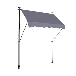 6.5 ft. x 3.9 ft. Non-screw Awning Outdoor Sunshade Cover Manual Retractable, Window Awning Canopy with UV Protection