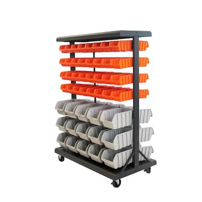 Triton Products 14-3/4 in. L x 8-1/4 in. W x 7 in. H Gray Stacking, Hanging, Interlocking Polypropylene Bins, 6 ct