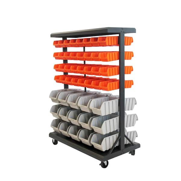 TRINITY 35.5 in. x 19.75 in. x 48.5 in. Dual-Sided Mobile Bin Rack
