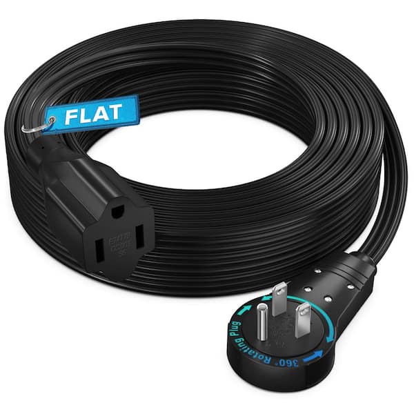 MAXIMM 20 ft. 16/3 Light Duty Indoor Extension Cord with 360° Rotating Flat Plug Flat Wire, 13Amps, Black
