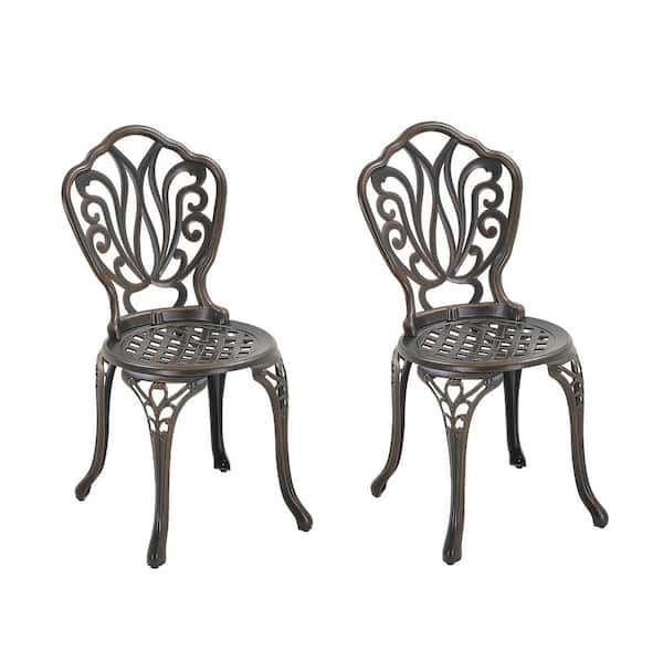 Mondawe 2-Piece Bronze Cast Aluminum Outdoor European Type Bistro Chair