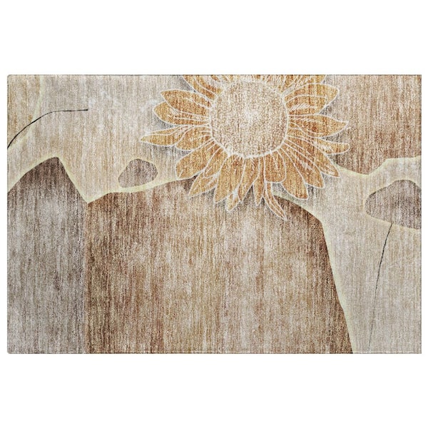 Dream Shag Premium Machine Washable Abstract ADS700 Brown 3 ft. x 4 ft. Area Rug