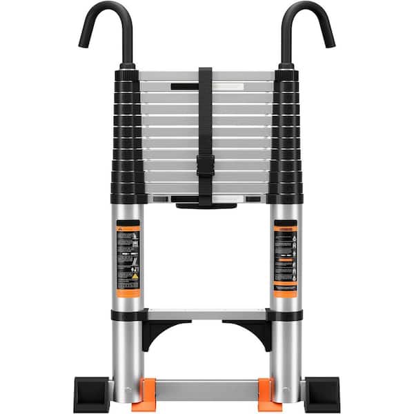 Telescoping Aluminum Ladder 10.5ft with Stabilizer Bar Lightweight Multi-Purpose Heavy Duty 330lb Capacity Collapsible