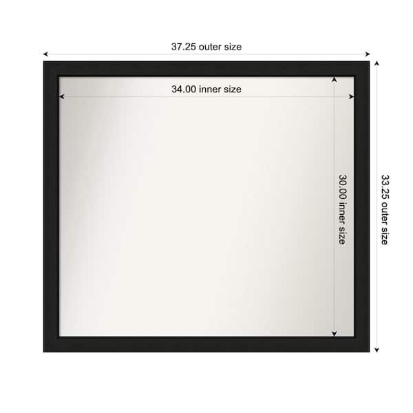 Amanti Art Midnight Black Narrow 37.25 in. x 33.25 in. Custom Non-Beveled Wood FramedBathroom Vanity Wall Mirror