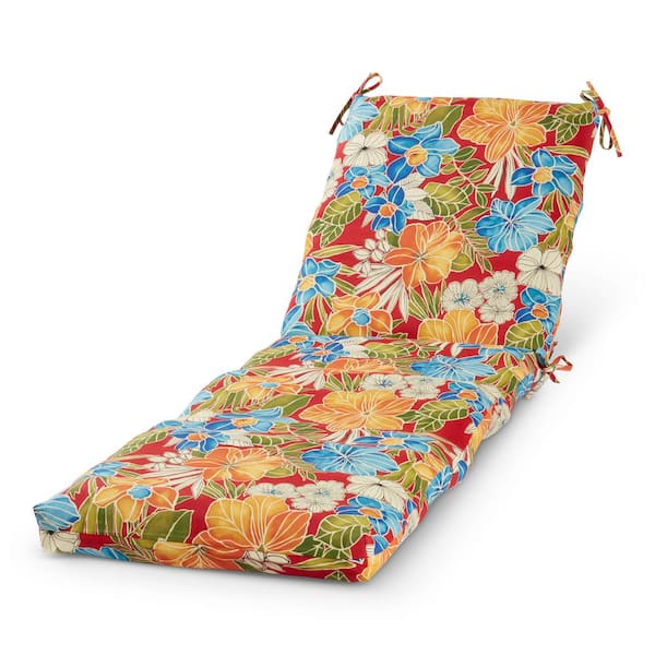 Greendale Home Fashions 23 in. x 73 in. Outdoor Chaise Lounge Cushion in Aloha Red