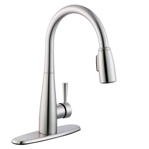 900 Series Single-Handle Pull-Down Sprayer Kitchen Faucet with Soap Dispenser in Stainless Steel 900 Series Single-Handle Pull-Down Sprayer Kitchen Faucet with Soap Dispenser in Stainless Steel