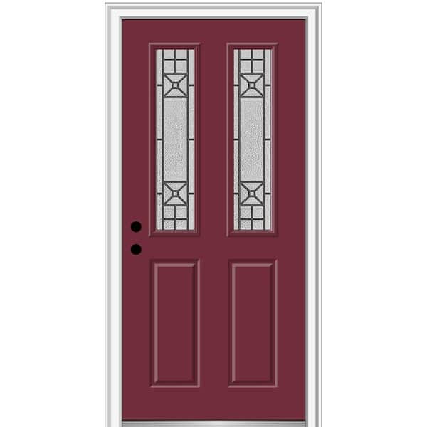 MMI Door 32 in. x 80 in. Courtyard Right-Hand 2-Lite Decorative Painted Fiberglass Smooth Prehung Front Door on 4-9/16 in. Frame