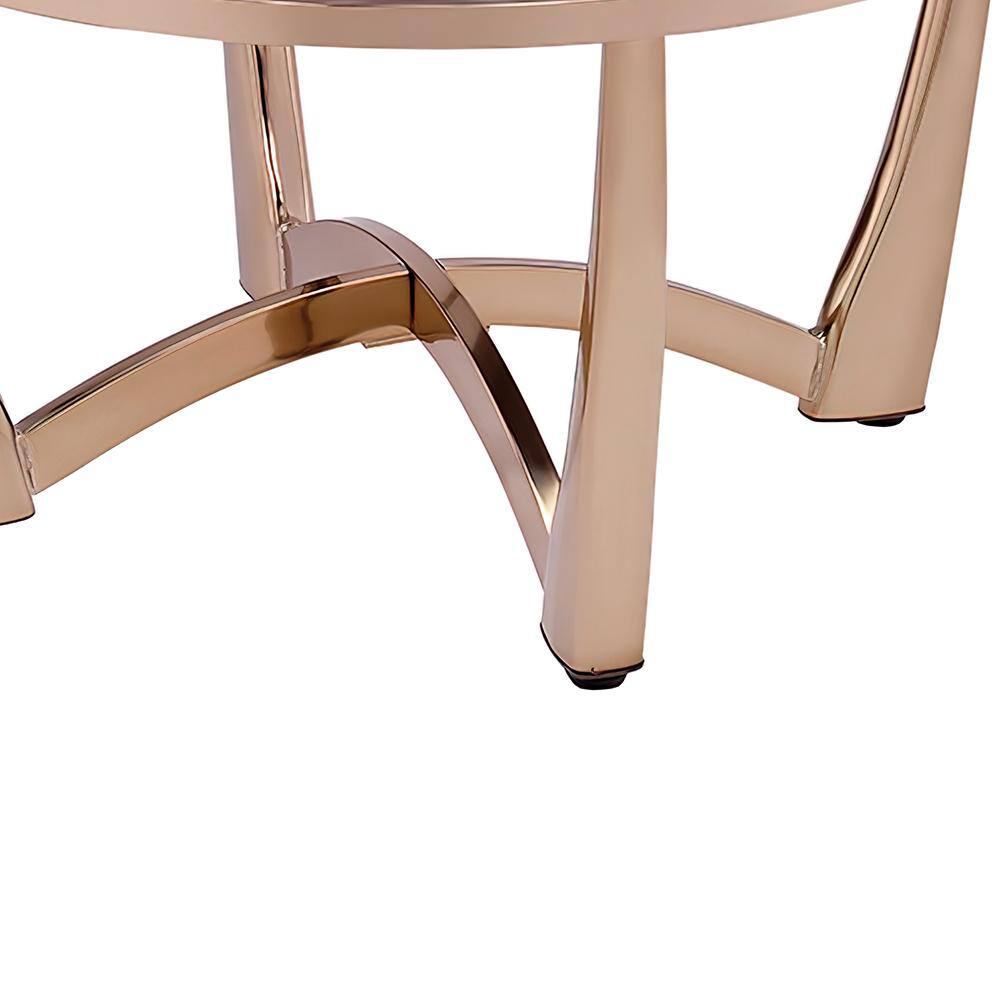Round Gold and Clear Glass Coffee Table with Storage