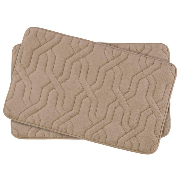 BounceComfort Drona Linen 17 in. x 24 in. Memory Foam 2-Piece Bath Mat Set