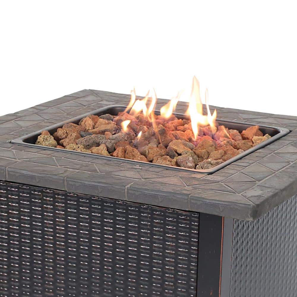 Black and Brown Steel Outdoor Gas Fire Pit Table