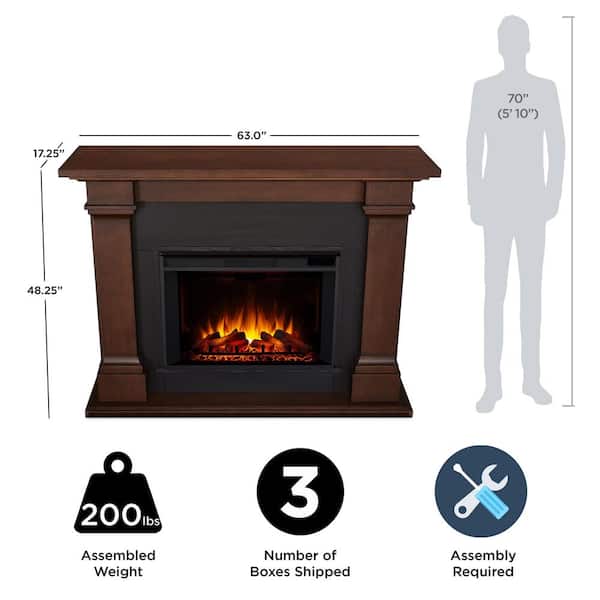 Real Flame Callaway 63 in. Grand Electric Fireplace in Chestnut