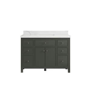 Sonoma 48 in. W x 22 in. D x 36 in. H Bath Vanity in Pewter Green with 2" Calacatta Quartz Top