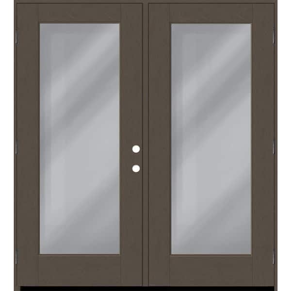 Steves & Sons Regency 72 in. x 80 in. Full Lite Clear Glass Ashwood RHOS Stained Fiberglass Retro Patio Door with 6 in. Jamb
