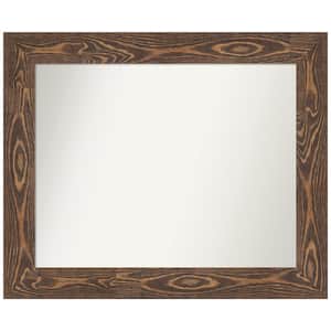 Bridge Brown 34 in. x 28 in. Non-Beveled Farmhouse Rectangle Wood Framed Wall Mirror in Brown
