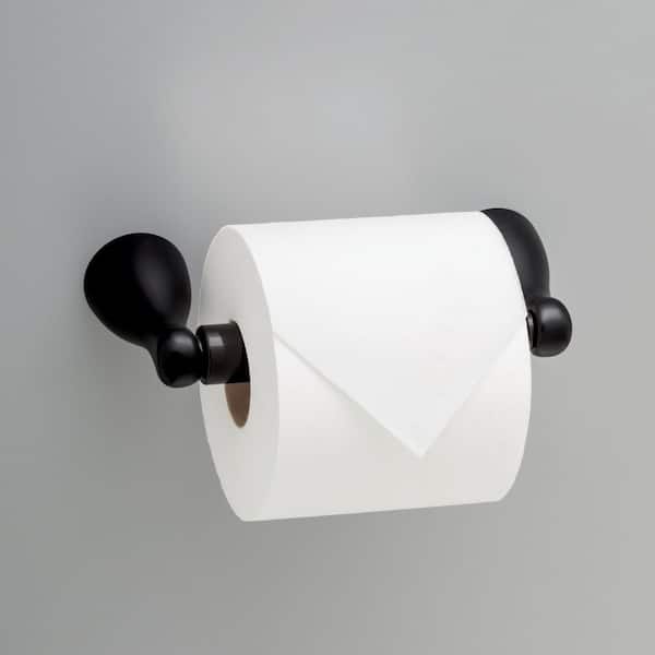 Foundations Wall Mount Spring-Loaded Toilet Paper Holder Bath Hardware Accessory in Matte Black