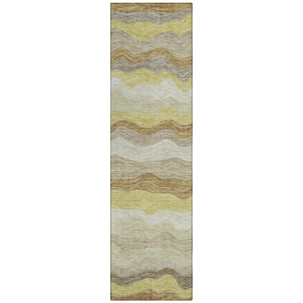 Chantille Machine Washable Indoor/Outdoor Abstract ACN2397 Wheat 2 ft. x 7 ft. Runner Rug
