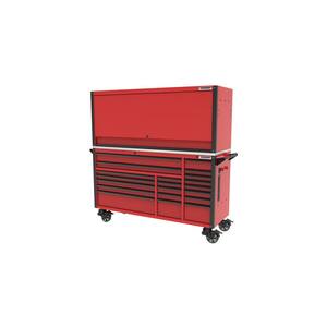 72 in. W x 24.6 in. D Professional Duty 20-Drawer Mobile Workbench Tool Storage Combo with Top Tool Chest Hutch in Red