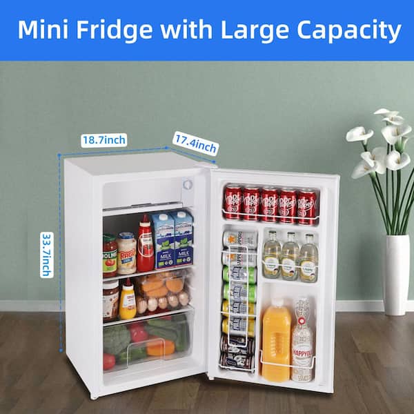 BANGSON Mini Fridge with Freezer, 2 Door Small Refrigerator with Freezer, Mini Freezer Fridge Combo, 3.2 cu.ft, for Home, Office, Dorm, Garage or RV