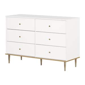 Dylane Pure White 6-Drawer 51.25 in. Dresser without Mirror