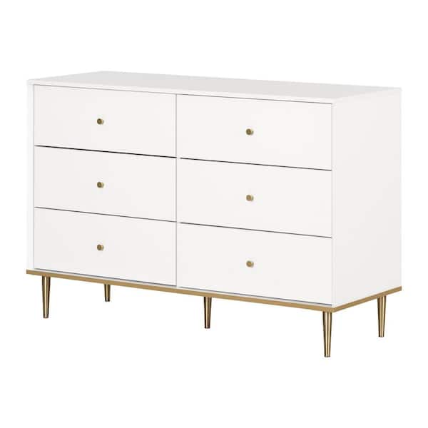 South Shore Dylane Pure White 6-Drawer 51.25 in. Dresser without Mirror