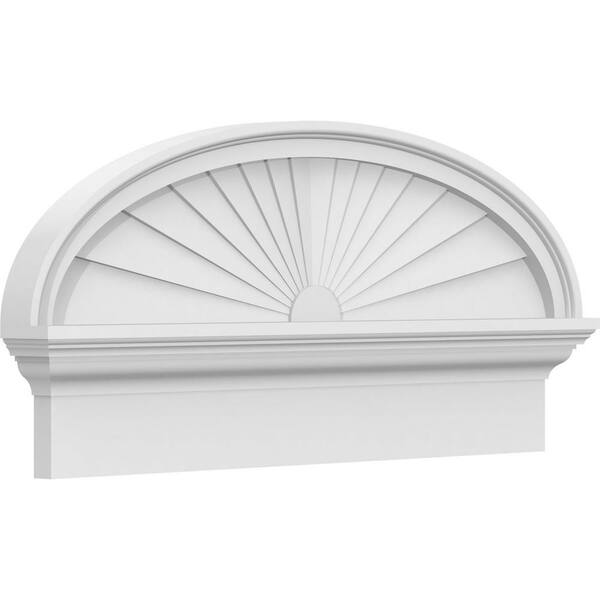 Ekena Millwork 2-3/4 in. x 30 in. x 14-3/8 in. Elliptical Sunburst Architectural Grade PVC Combination Pediment