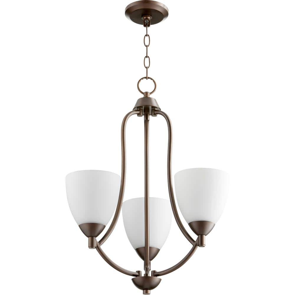 Quorum INTERNATIONAL Barkley 3Light Oiled Bronze Chandelier with Satin