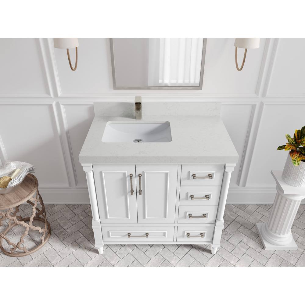 Aberdeen 36'' White Carrara Quartz Single Bathroom Vanity