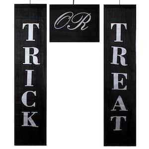 Set of 3 Black and White Trick or Treat Outdoor Halloween Banners 19.25 in.