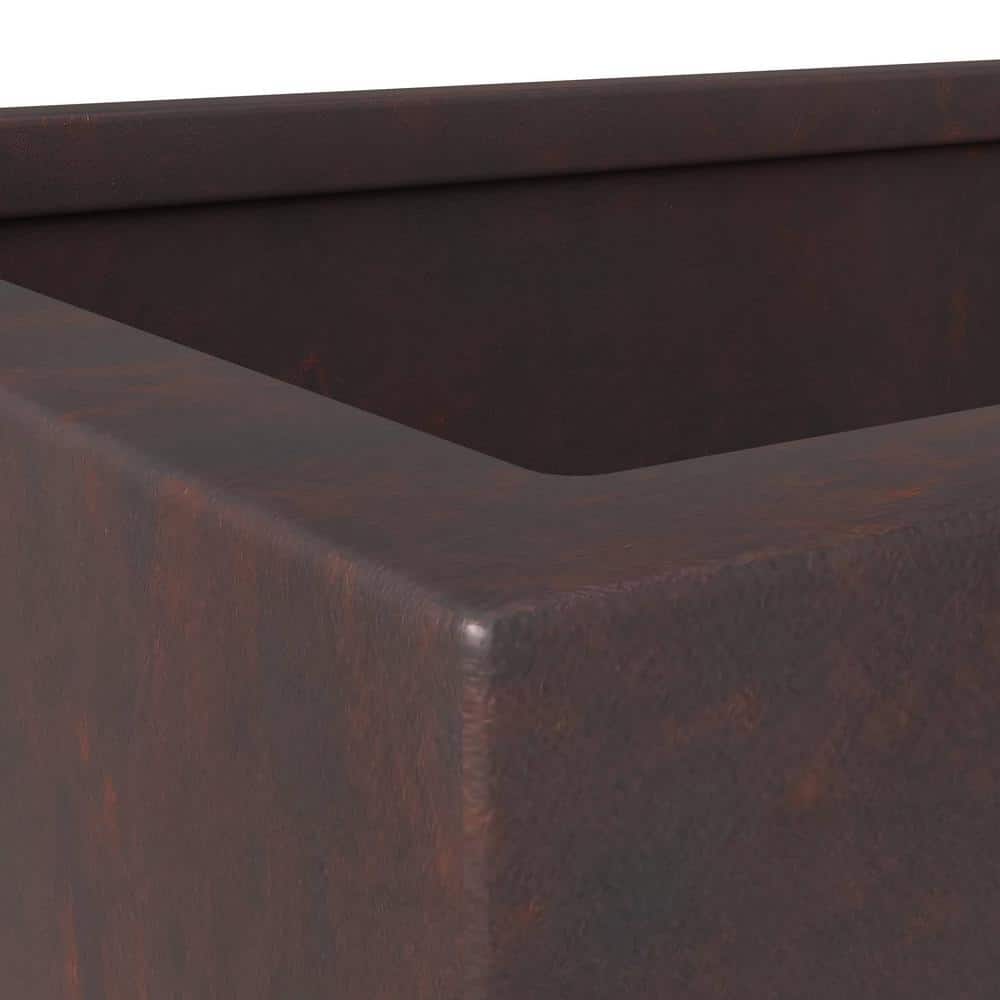 Extra Large Rectangular Brown Fiberstone Planter with Drainage Holes