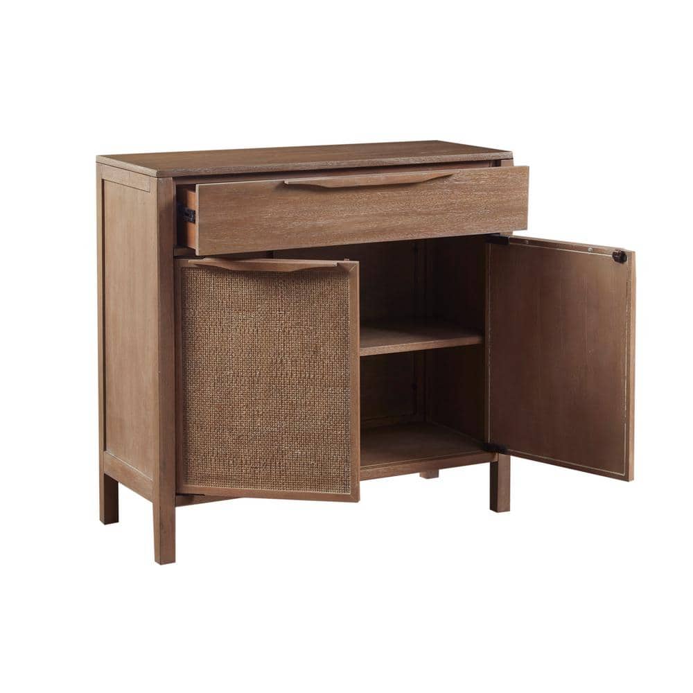 Natural Reclaimed Wood and Cane Webbing Accent Cabinet
