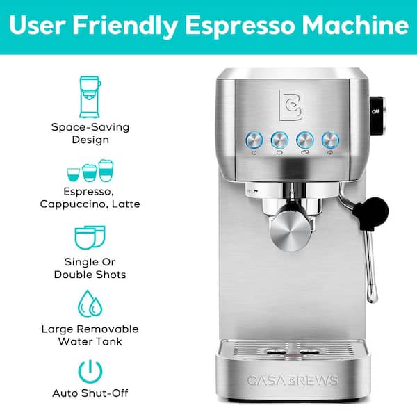 Sincreative Cafetera Express Steel para espressos y cappuccinos