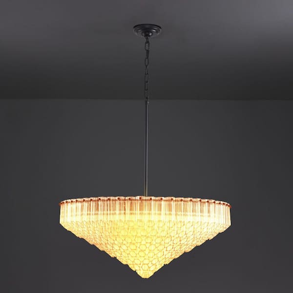 30 in. Modern Round Chandelier, 13-Light luxury Black Kitchen island Chandelier, for Living Room Bedroom Dining Room