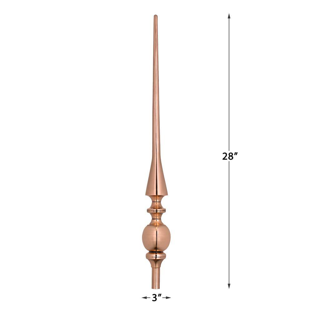Aragon 33" Polished Copper Rooftop Finial with Steel Mount