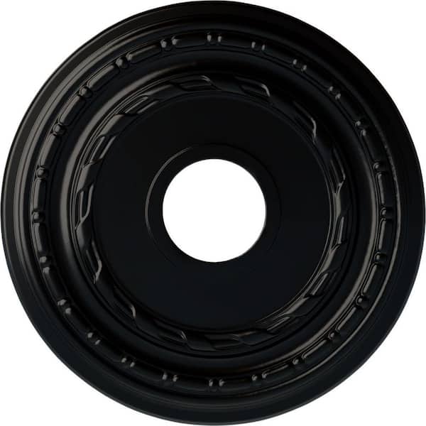 Ekena Millwork 1" x 15-3/8" x 15-3/8" Polyurethane Dublin Ceiling Medallion, Hand-Painted Jet Black