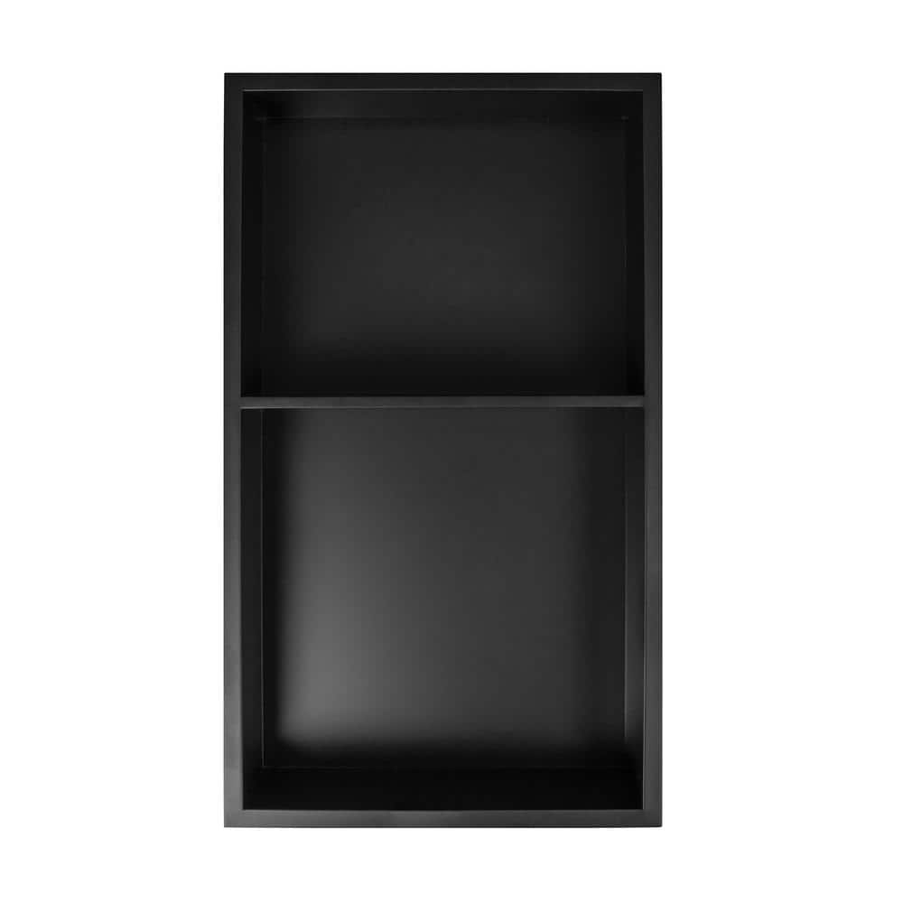 Matte Black Stainless Steel Wall Mount Shower Niche with Double Shelf