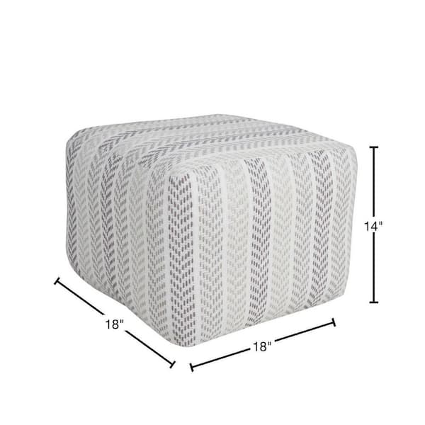 LR Home Everyday Gray / White 18 in. x 18 in. x 14 in. Chevron Stripe Pouf  Ottoman POUFS34045GRY1612 - The Home Depot